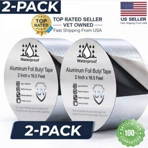 2 Pack Butyl Tape Waterproof Aluminum Foil Seal Repair Tape